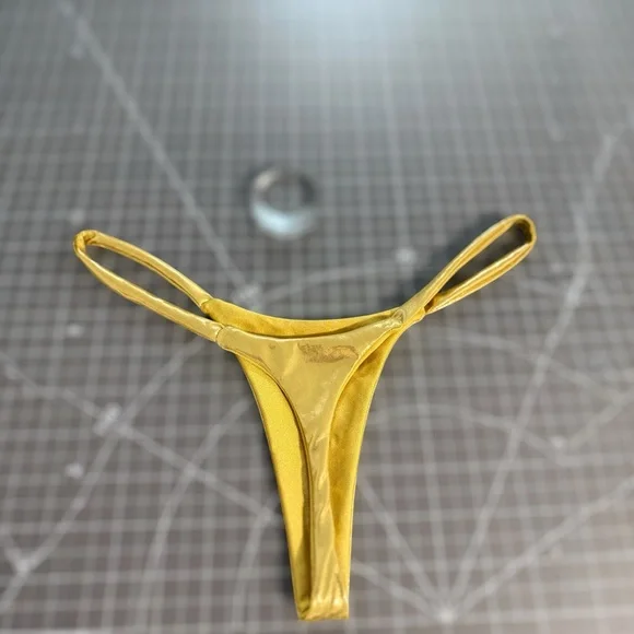 Gold Thong Bikini Bottom - Picture 2 of 4
